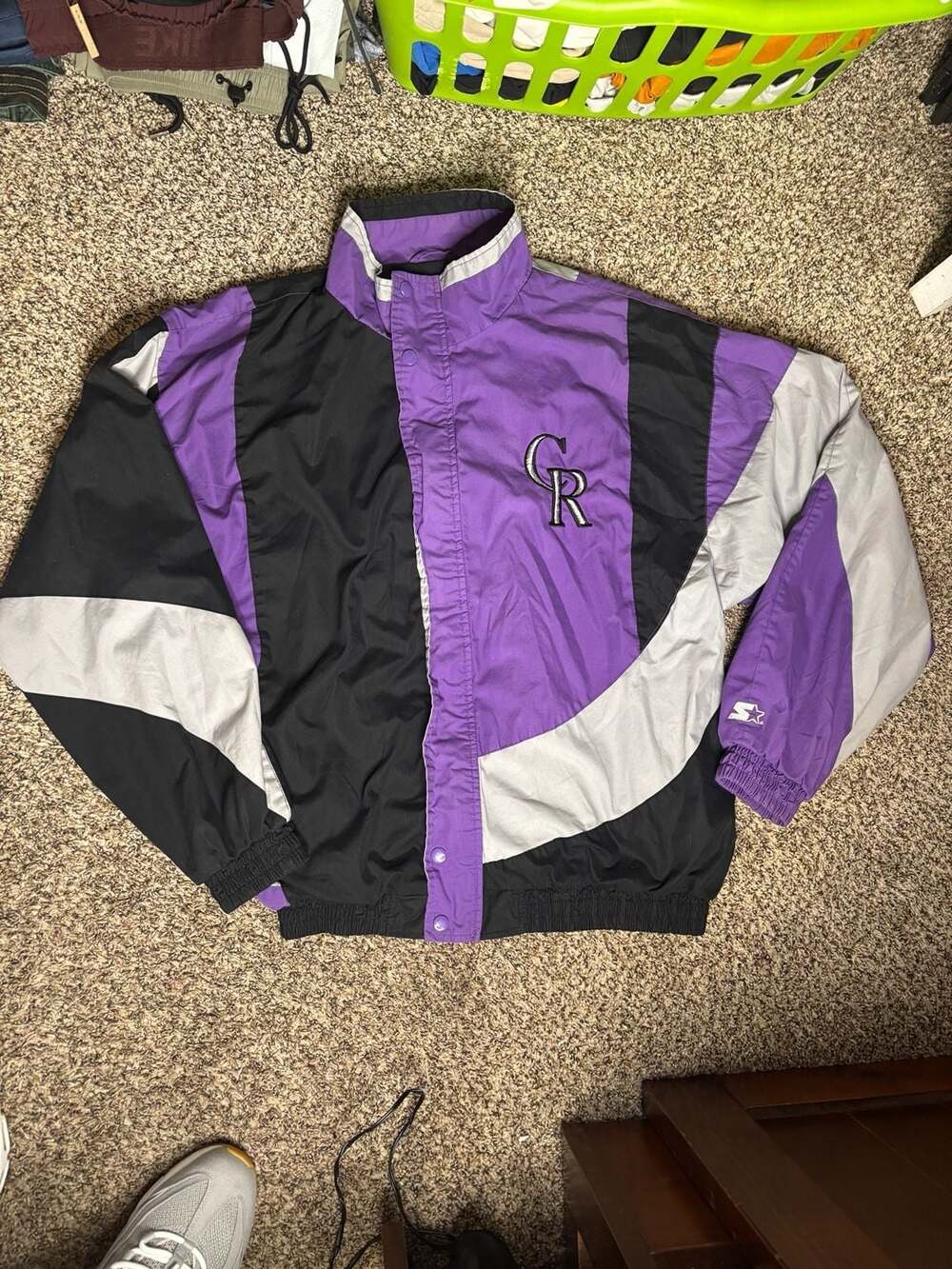 Vintage 90s Starter MLB Colorado Rockies Full Zip Windbreaker Jacket Size Large
